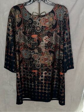 Floral Paisley Mini Dress in Blue and Peach